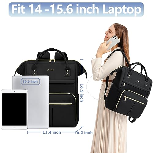 Black Aviation Laptop Backpack for Women - 15.6