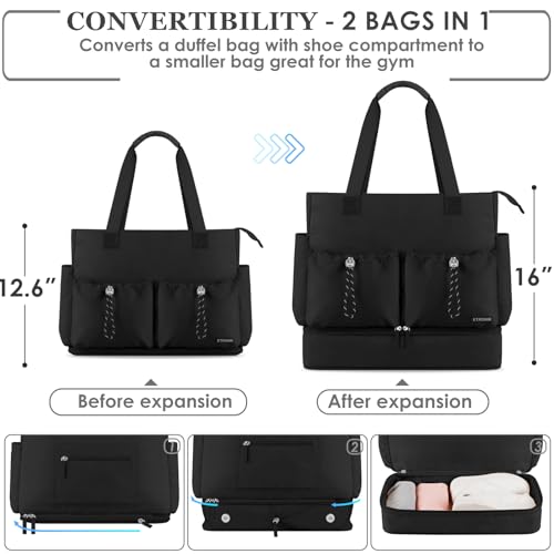 ETRONIK Women's Aviation Weekender Duffel, Black