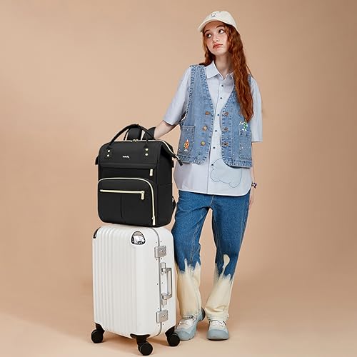 Black Aviation Laptop Backpack for Women - 15.6