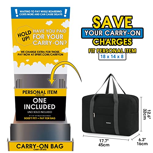 Foldable Travel Duffel Bag for Spirit Airlines (1112 Black)