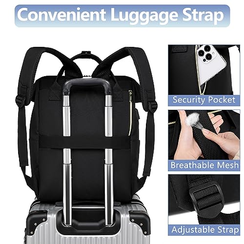 Black Aviation Laptop Backpack for Women - 15.6