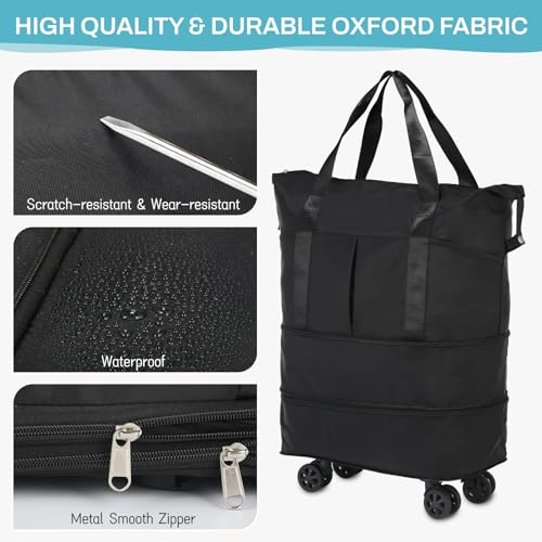 VOOWO Expandable Rolling Duffle Bag for Aviation Travel