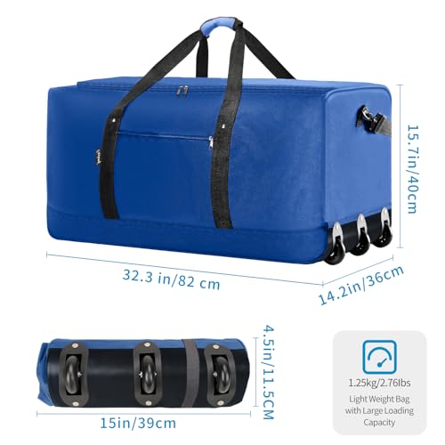 Finnhomy 120L Foldable Rolling Duffel Bag, 32" Navy