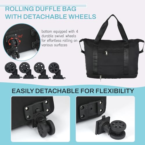 VOOWO Expandable Rolling Duffle Bag for Aviation Travel