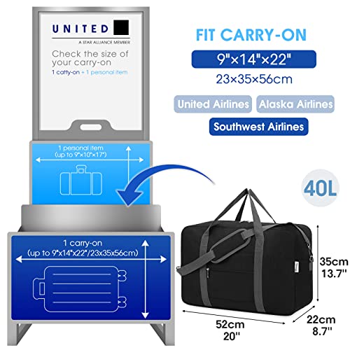 United Airlines Foldable Carry on Bag - Black