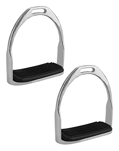 QWORK Horse Riding Safety Stirrups Stainless Steel Pair