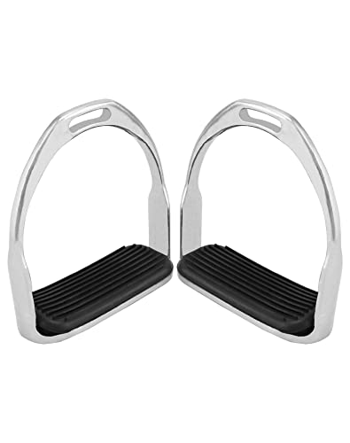 QWORK Horse Riding Safety Stirrups Stainless Steel Pair