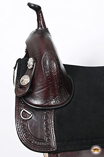 Dark Brown 16" Western Treeless Horse Saddle Genuine Leather