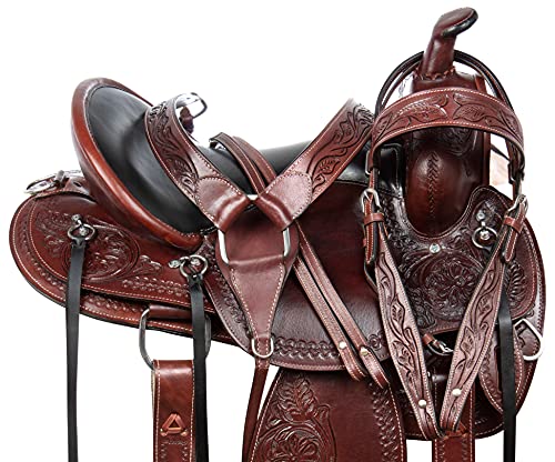 Premium Tooled GAITED Western Leather Horse Saddle (17")