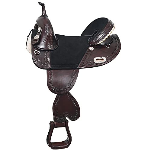 Dark Brown 16" Western Treeless Horse Saddle Genuine Leather