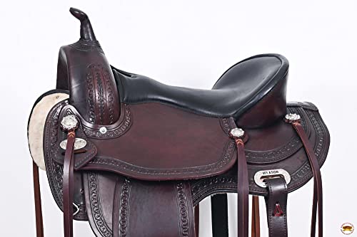 HILASON Chocolate Brown 16" Western Leather Flex Trail Saddle