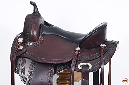 HILASON Chocolate Brown 16" Western Leather Flex Trail Saddle