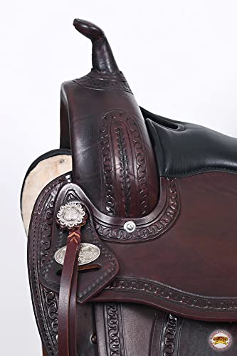 HILASON Chocolate Brown 16" Western Leather Flex Trail Saddle