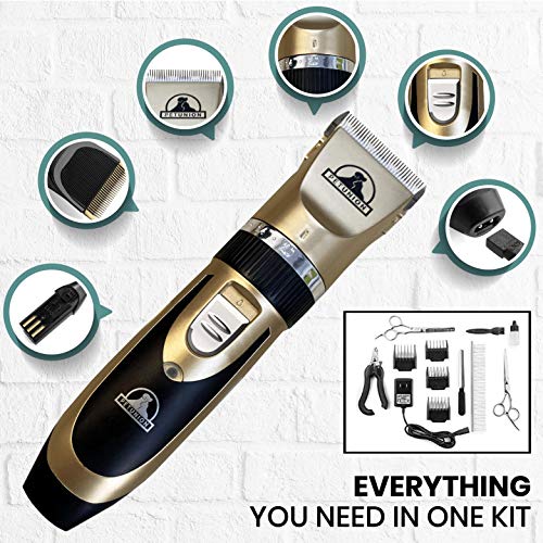 Professional Rechargeable Cordless Pet Grooming Kit - Low Noise