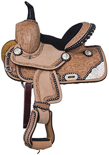 Premium Leather Barrel Racing Horse Saddle Set Size 15-17