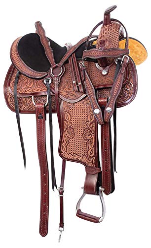 Premium Leather Western Barrel Racing Horse Saddle Tack