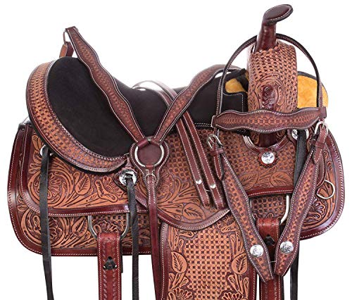 Premium Leather Western Barrel Racing Horse Saddle Tack