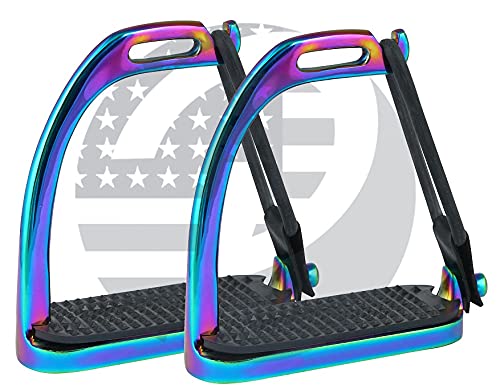 Rainbow Color Peacock Stirrups for Horse Riding, Adult/Children