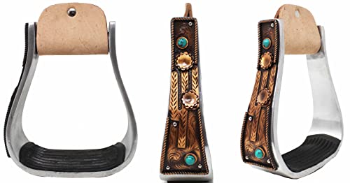 Aluminum Antique Copper Cactus Engraved Western Stirrups