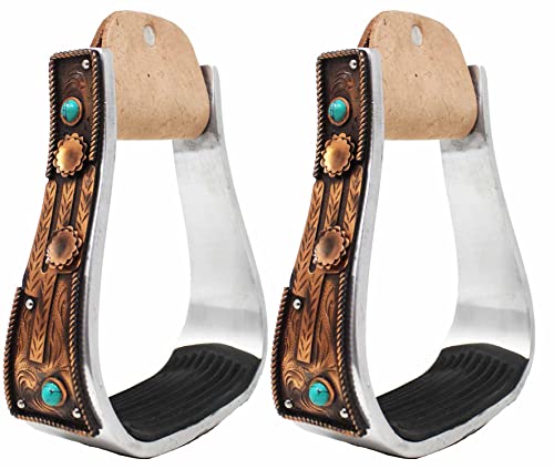 Aluminum Antique Copper Cactus Engraved Western Stirrups