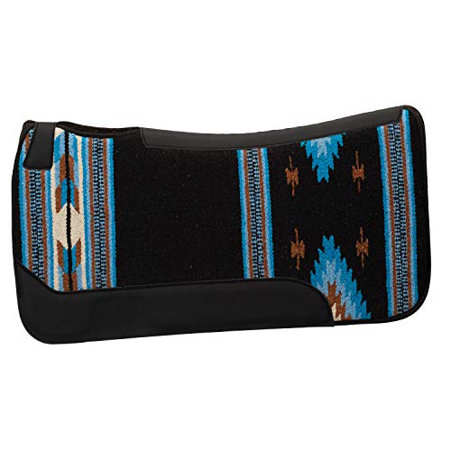 Black/Blue Contoured Wool Blend Felt Saddle Pad, 31x32