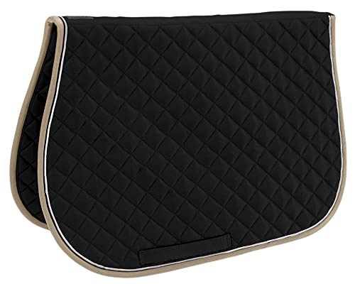 Dover All-Purpose Quilted Piped Saddle Pad (Black/White/Khaki)