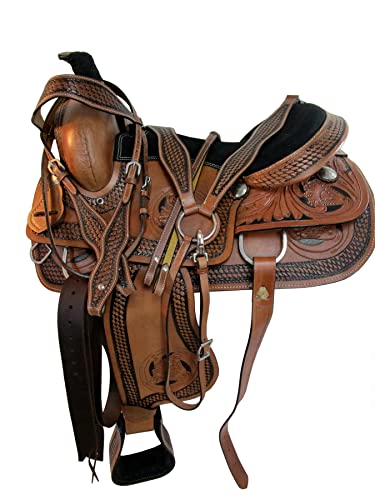 Floral Tooled Western Saddle Tack Set - 16