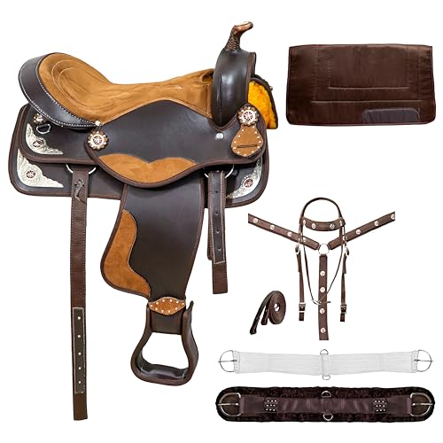 Handmade Western Synthetic Barrel Racing Horse Saddle (Brown)