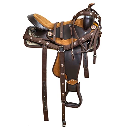Handmade Western Synthetic Barrel Racing Horse Saddle (Brown)