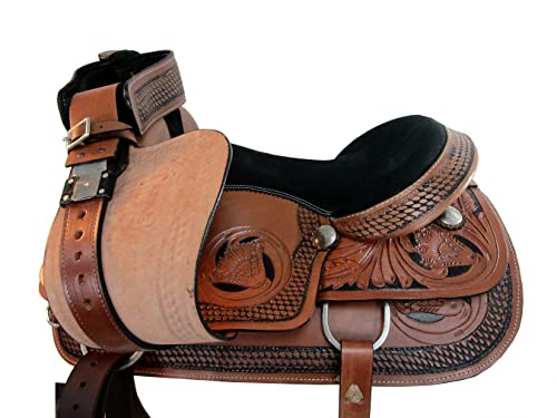Floral Tooled Western Saddle Tack Set - 16