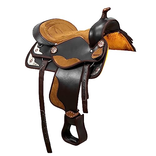 Handmade Western Synthetic Barrel Racing Horse Saddle (Brown)