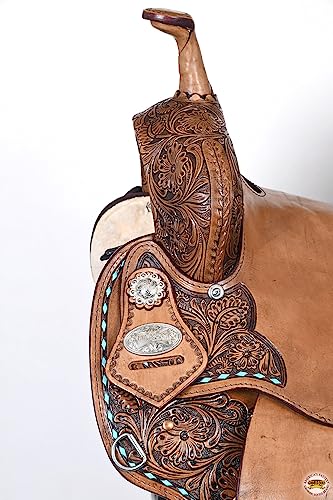 HILASON 15" Brown Western Flex Tree Barrel Trail Horse Saddle