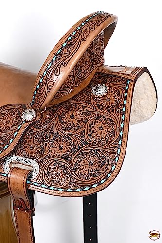 HILASON 15" Brown Western Flex Tree Barrel Trail Horse Saddle