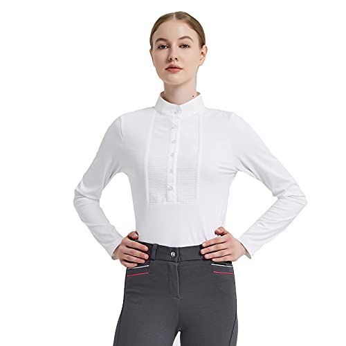 Women's White Long Sleeve Show Shirt for Riding