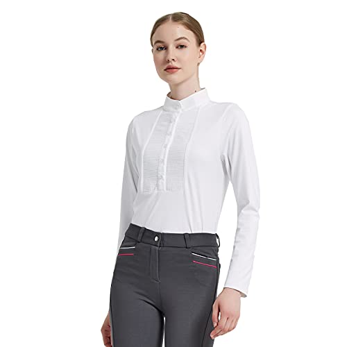 Women's White Long Sleeve Show Shirt for Riding