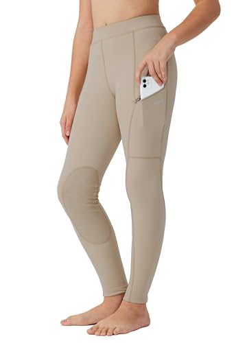 Girls Horse Riding Breeches: Khaki Tights with Pockets