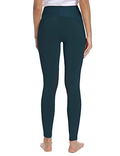 Women's Riding Tights with Knee Patches, Blue Large