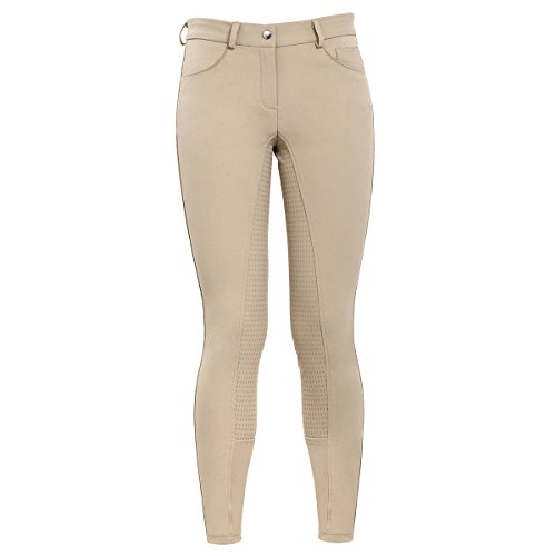 HR Farm Women's Full Seat Silicone Grip Breeches (Beige, Size 30)