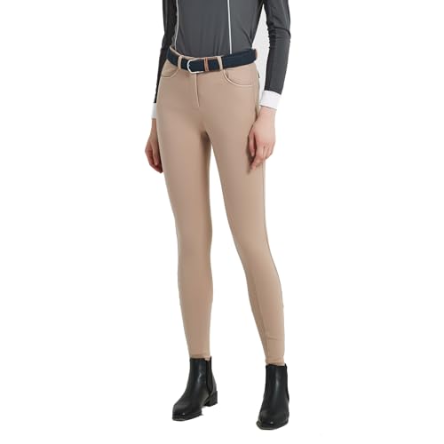 HR Farm Women's Full Seat Silicone Grip Breeches (Beige, Size 30)