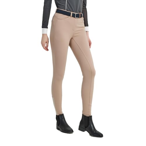 HR Farm Women's Full Seat Silicone Grip Breeches (Beige, Size 30)