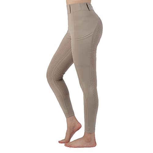 Khaki Women's Riding Tights with Pockets and Silicone