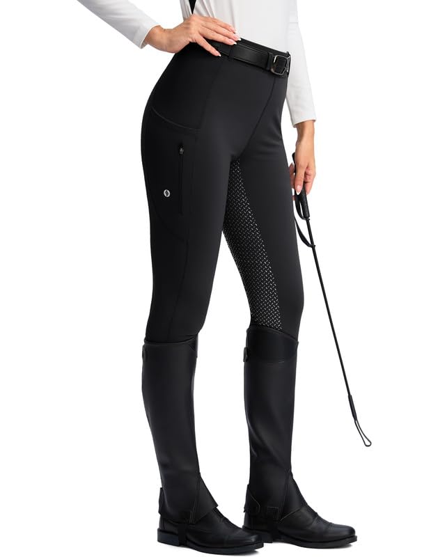 SANTINY Women's Black Equestrian Schooling Breeches