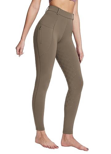 BALEAF Women's Winter Full Seat Riding Breeches Brown