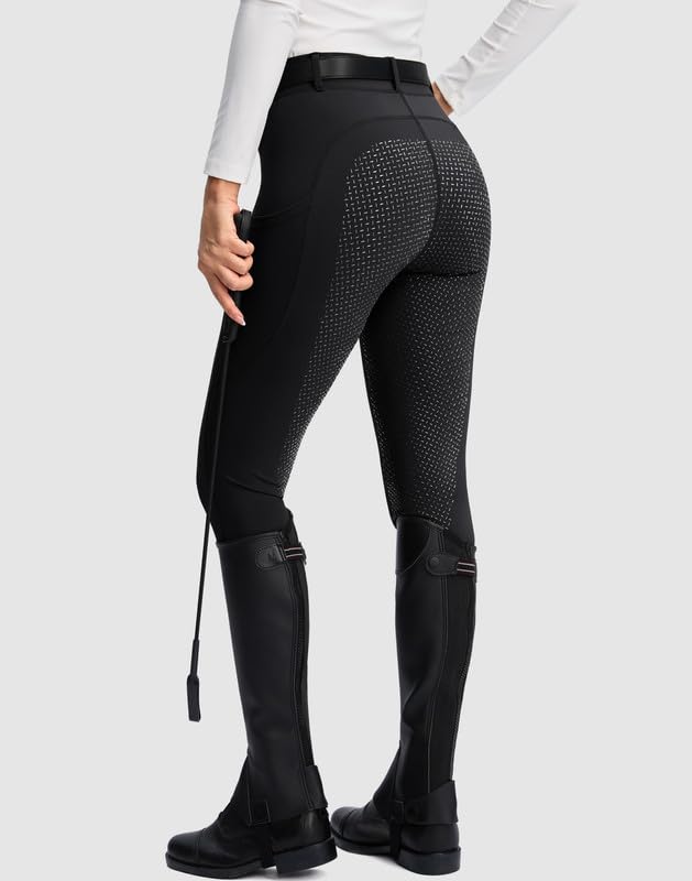 SANTINY Women's Black Equestrian Schooling Breeches