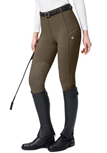 SANTINY Women's Zipper Pocket Riding Breeches in Brown