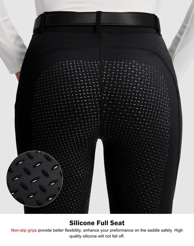 SANTINY Women's Black Equestrian Schooling Breeches