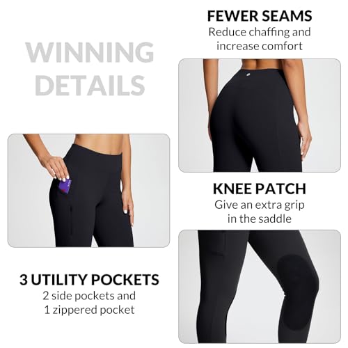BALEAF Women's Winter Horse Riding Fleece Breeches Black