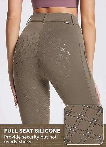 BALEAF Women's Winter Full Seat Riding Breeches Brown