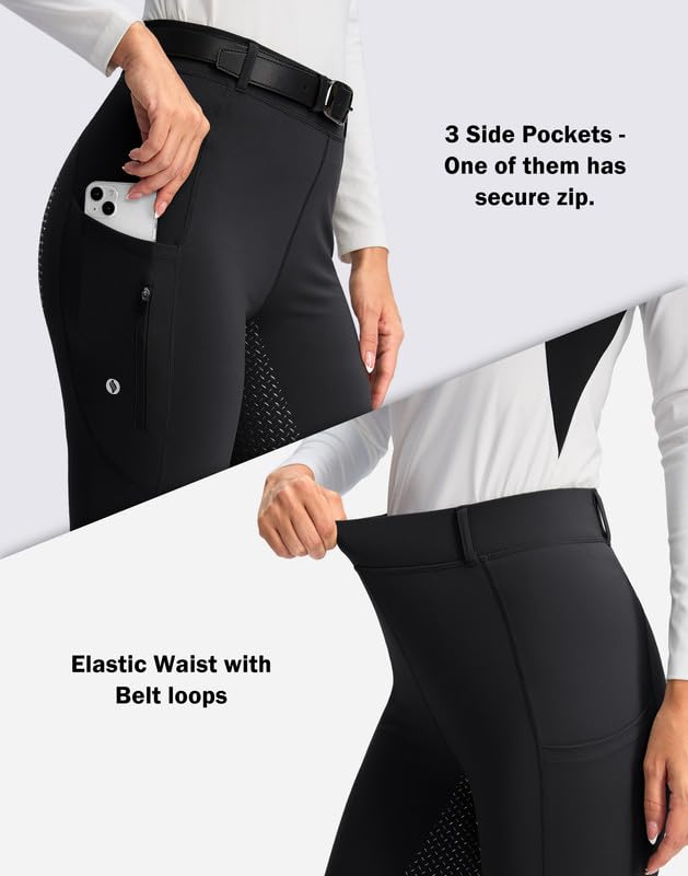 SANTINY Women's Black Equestrian Schooling Breeches