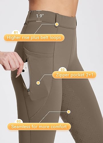BALEAF Women's Winter Full Seat Riding Breeches Brown